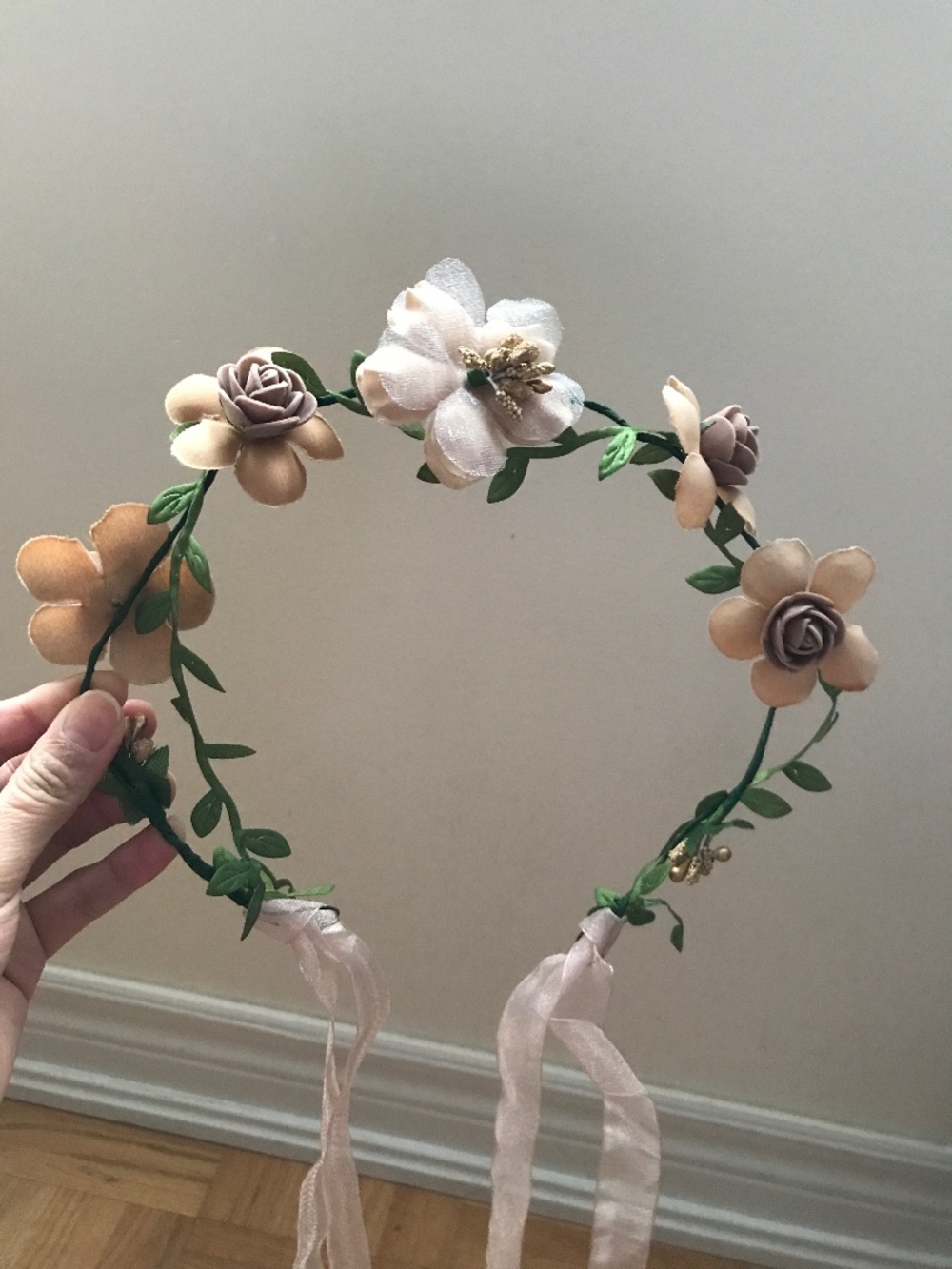 Blush Pink Floral Wreath Headband - New